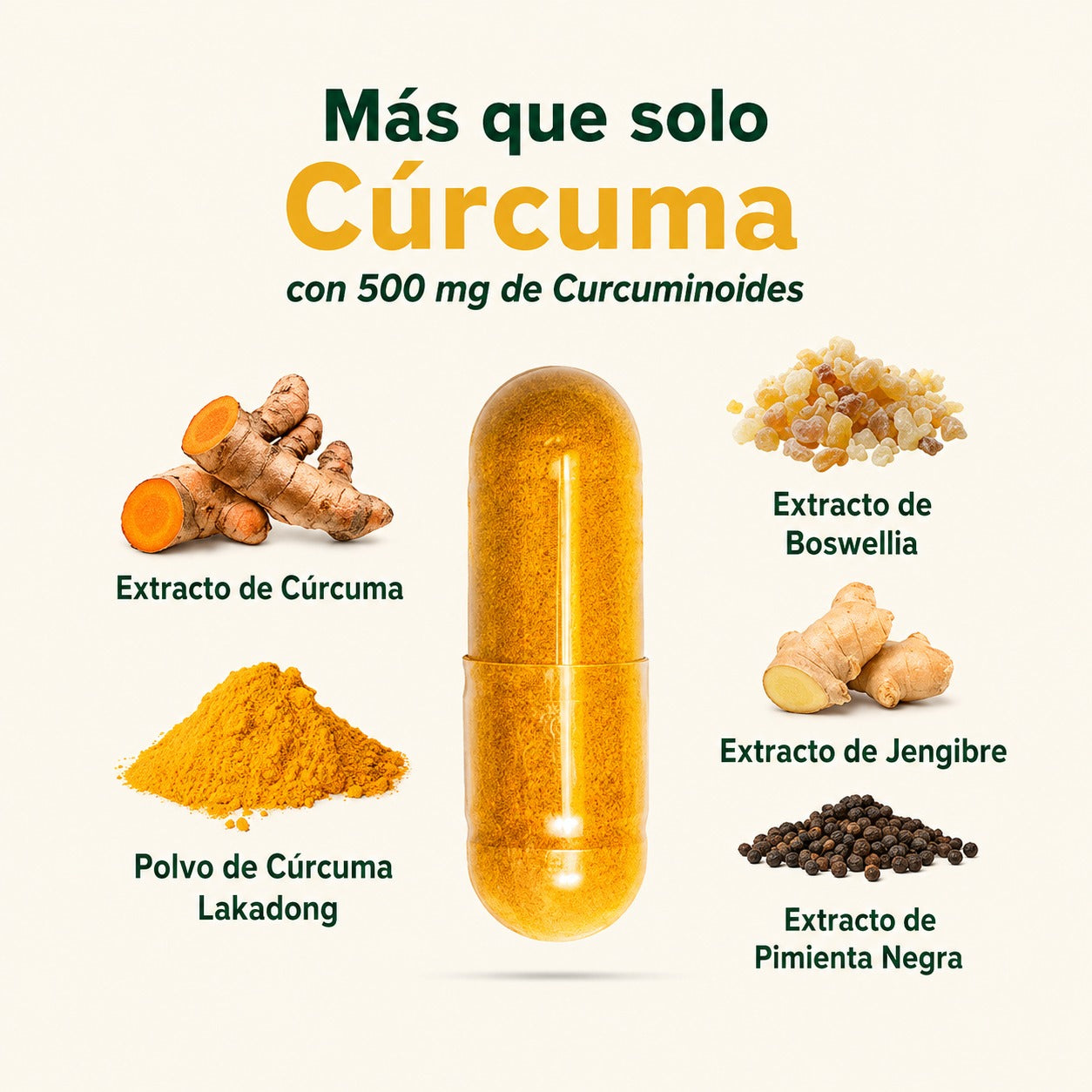 Suplemento de cúrcuma y curcumina Lakadong - Apoyo antiinflamatorio